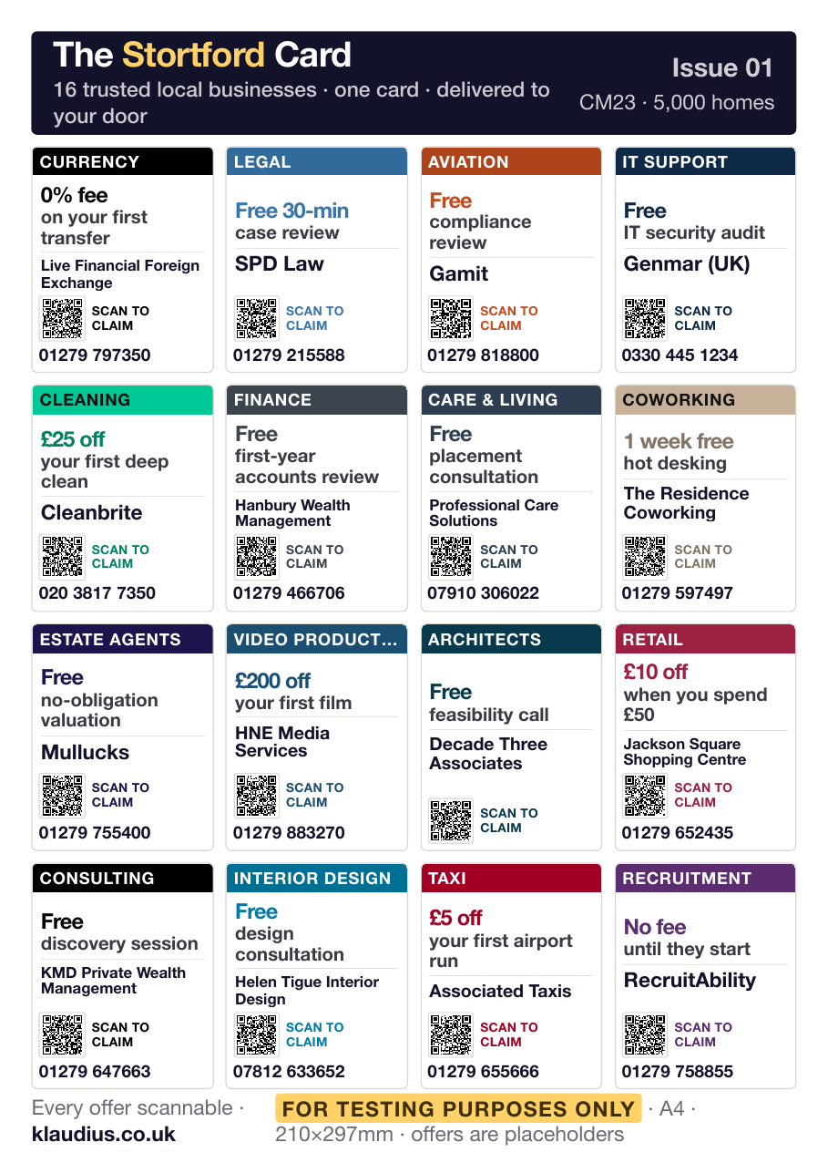 The A4 card, offers side, sixteen slots
